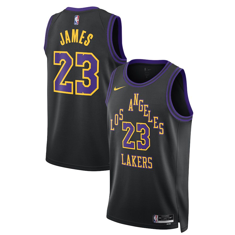 Men Los Angeles Lakers 23 LeBron James Nike Black City Edition 2023-24 Swingman NBA Jersey